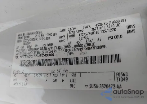 2020 Ford F-250 Xlt из США, поврежденный, VIN 1FT7W2BT4LEC48369